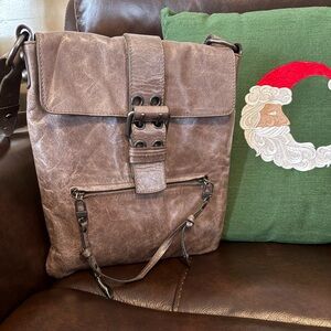 Francesco Biasia Taupe Leather Crossbody Bag